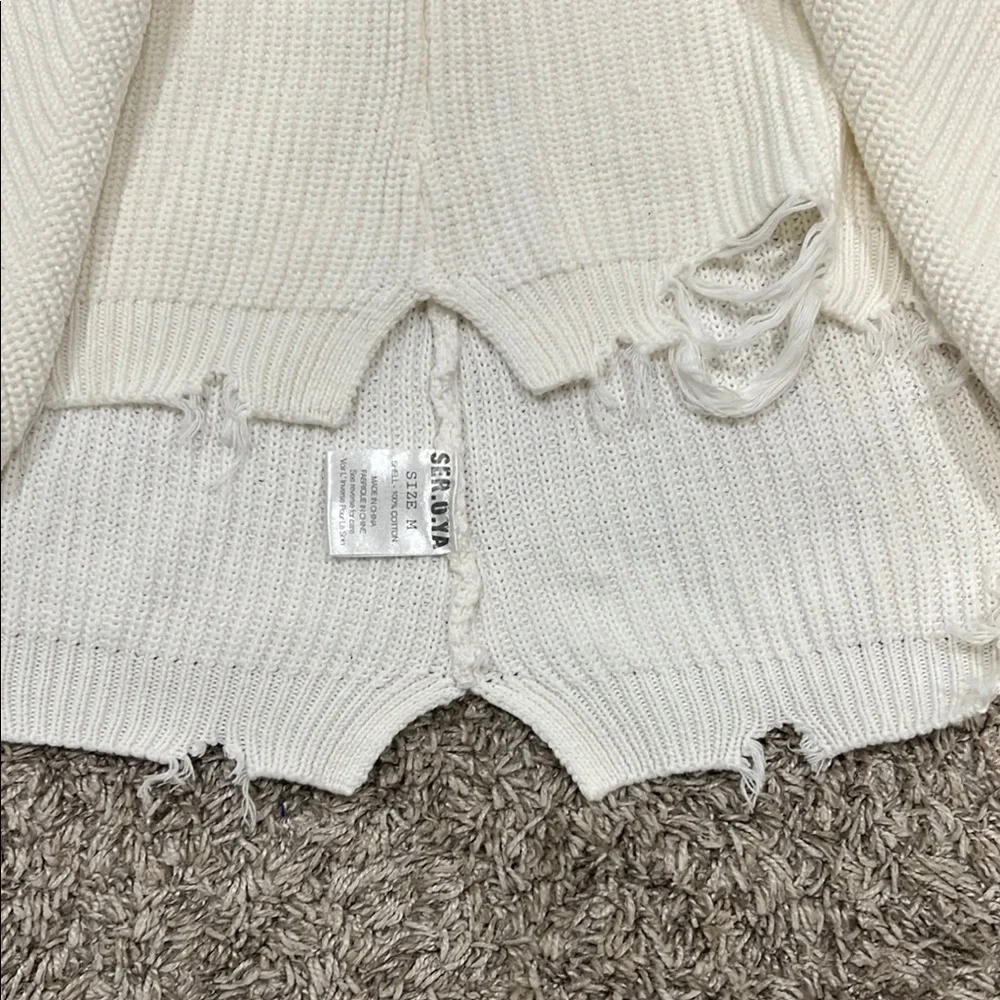 White Distressed Sweater Vest - Picture 3 of 4